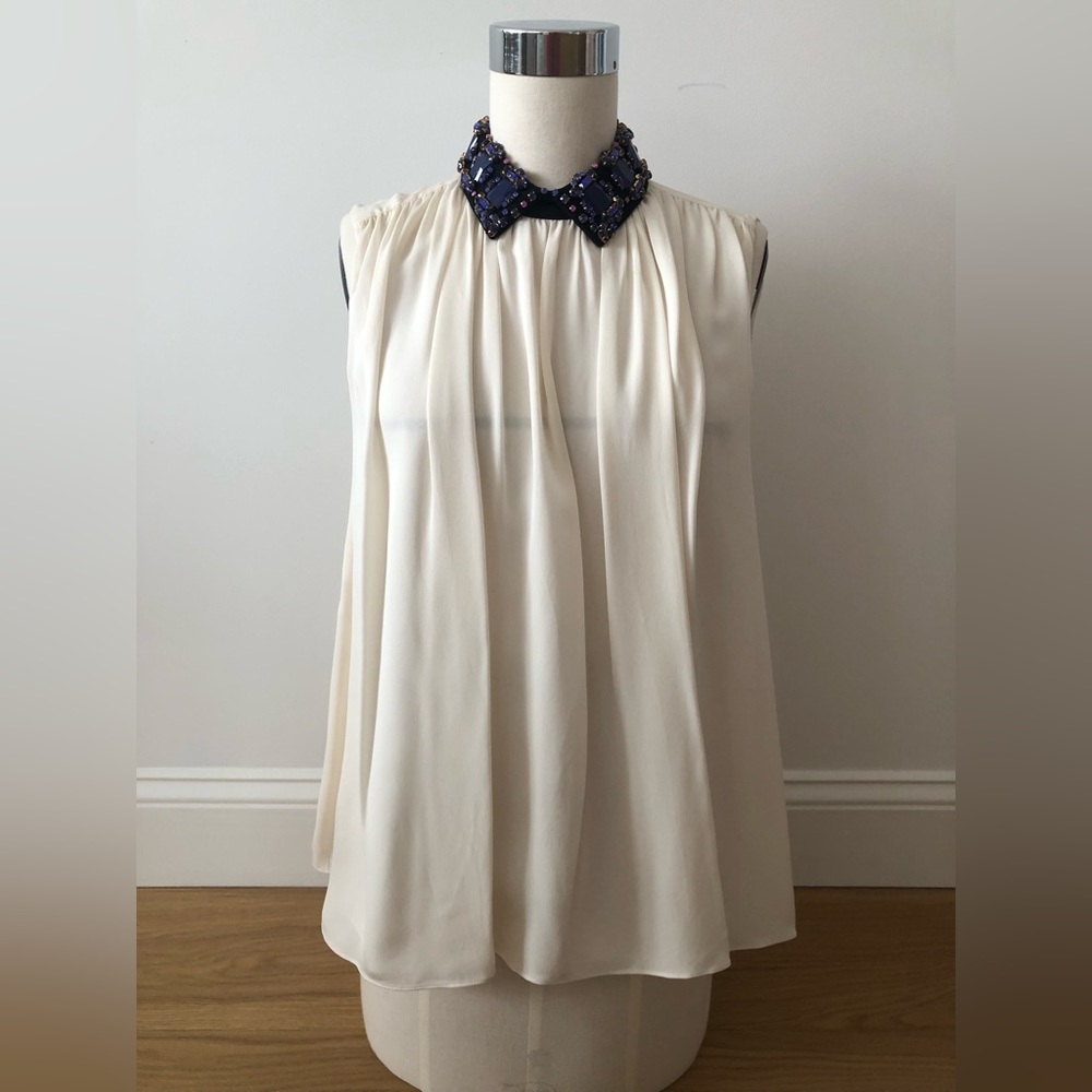 Kate Spade Madison Avenue Collection Jewel Collar Sleeveless Blouse